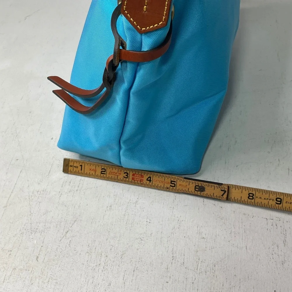 NWOT Dooney & Bourke Sky Blue Hobo Shoulder Bag Nylon Purse Leather Trim Preppy